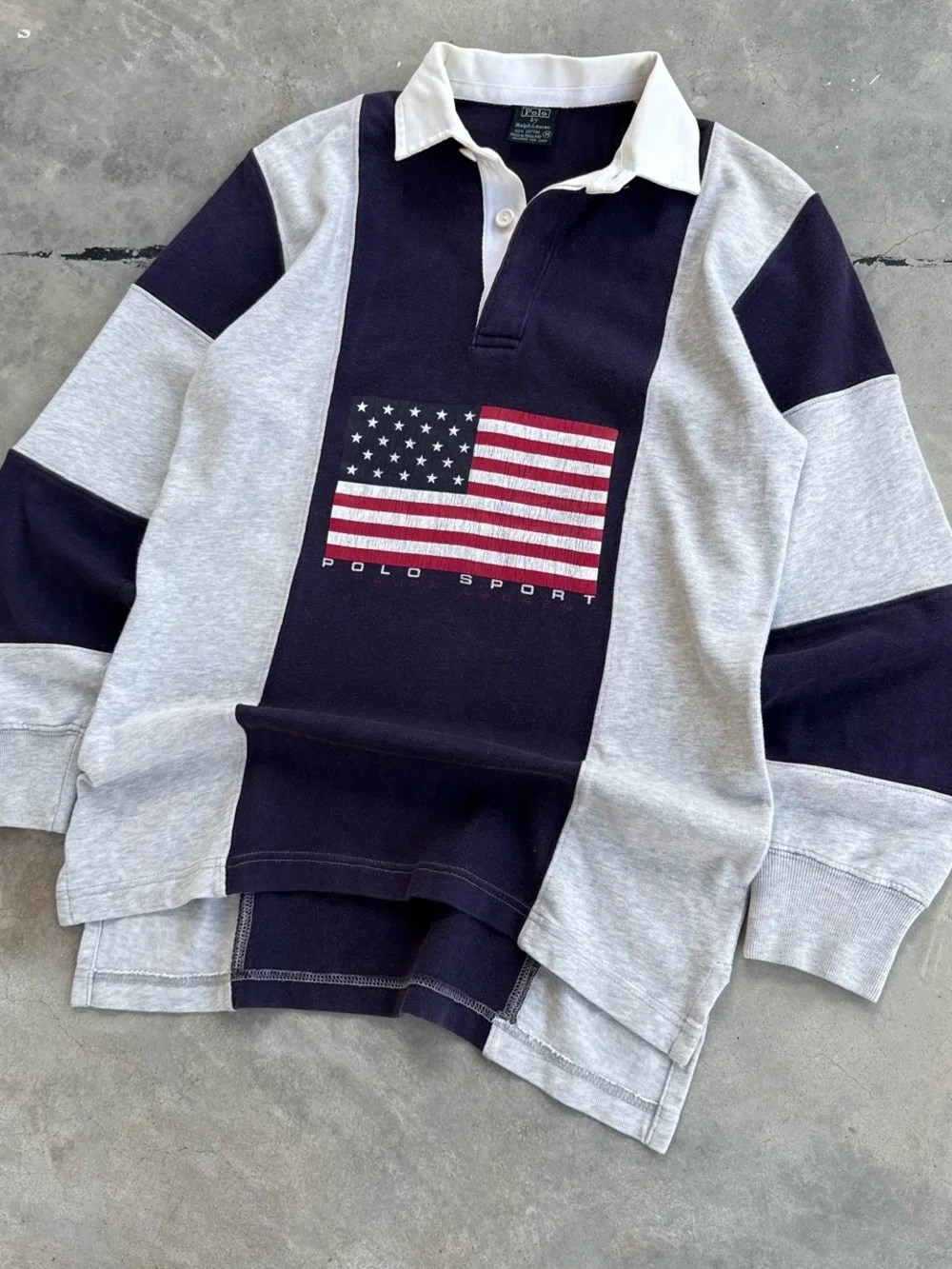 Vintage Polo Sport Ralph Lauren American Flag Colorblock Rugby Shirt